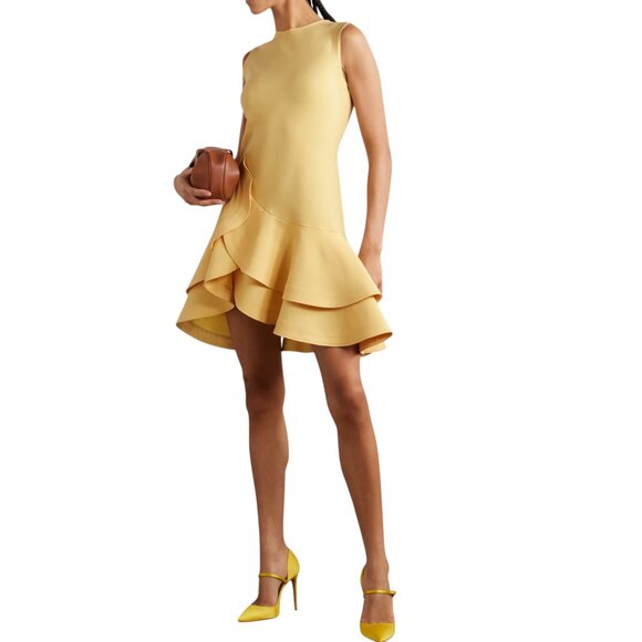 OSCAR DE LA RENTA Ruffled wool-blend crepe mini dress Size XS/S NEW - Picture 2 of 15
